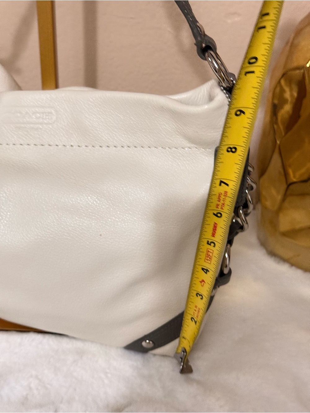 Coach White Leather Shoulder Bag with gray Accents - Picture 10 of 17